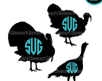 Turkey svg bundle, Turkey monogram, Turkey clipart, Thanksgiving svg, Thanksgiving monogram, Silhouette svg, Commercial use Instant download