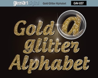 50% Off Sale - Gold Glitter Alphabet/Clipart/Digital Glitter Alphabet/Gold Glitter Alphabet Letters/Gold Digital Letters/INSTANT DOWNLOAD