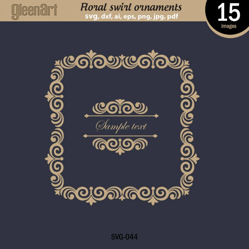 Floral Borders Eps Digital Frame Clipart Swirl Frames Instant Download Flower swirl frames Commercial use Png GAV-033 Png Clipart
