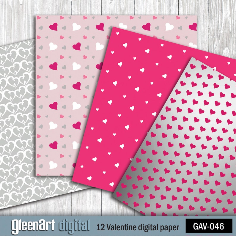 50% off Sale - Valentine Digital Paper Pack Scrapbook Paper, Love ...