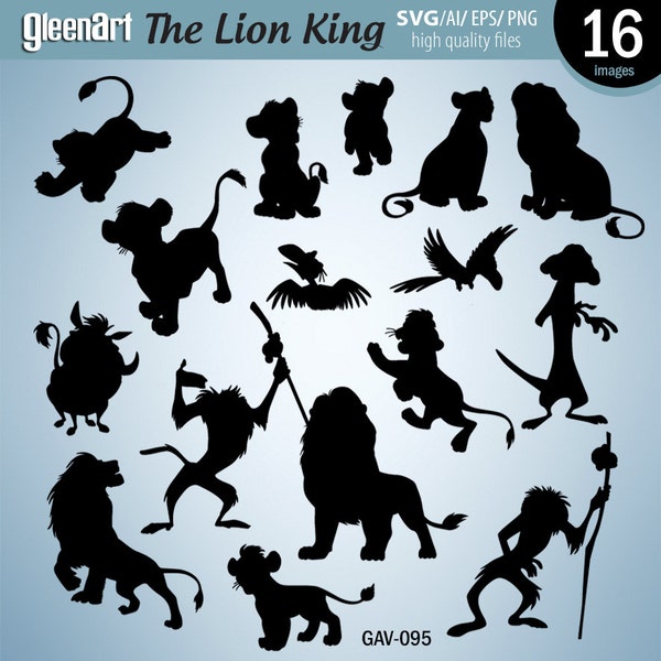 Lion king silhouetten voor t-shirt, Clipart Leeuw, Digitale Clipart, Leeuw Png-bestand, Scrapbooking-elementen, svg, ai, eps, png INSTANT DOWNLOAD