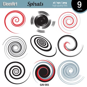 Spiralen, SVG, Clipart, Strudel und Spiralen, digitale Clipart, Helix, Kreis, Clip Art, Vektorgrafik, Ai, Eps, Png, INSTANT DOWNLOAD GAV-001