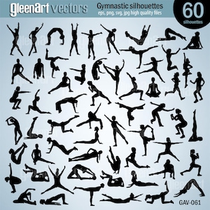 60 PREMIUM Gymnastics Silhouettes / Sports Silhouettes / INSTANT DOWNLOAD / Clipart / Vector graphic / Silhouettes / Clip Art