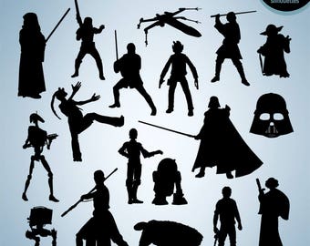 Star Wars silouettes, Star Wars Digital Pack, digitale Clipart, Clipart Bundle, Cameo, Cricut, Eps, Ai, Png, SVG, Dxf, INSTANT DOWNLOAD