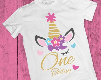 Unicorn First Birthday Svg, One Year, 1th Birthday, 1 Birthday, Birthday Svg Unicorn, Cute Svg, SVG, DXF, EPS Printable, Digital Download