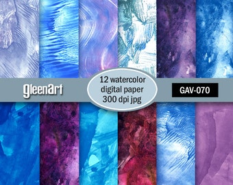 50% Off Sale - Watercolor digital paper, Scrapbooking watercolor paper, Textured digital paper - INSTANT DOWNLOAD