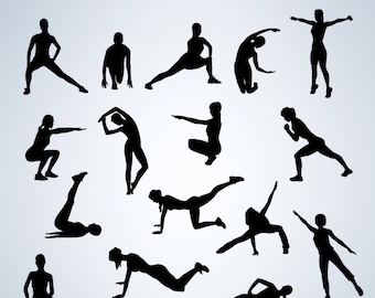 Sale - Fitness/Gymnastic Silhouettes / Sports Silhouettes / INSTANT DOWNLOAD / Clipart / Vector graphic / Silhouettes / Clip Art