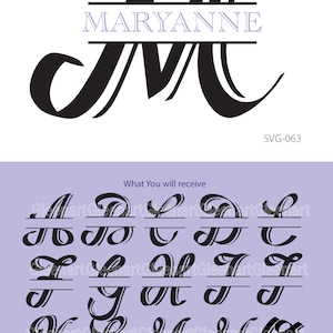 Fancy Split Monogram Alphabet, Split Vector Letters For Monograms, Monogram Silhouettes, Svg Cuttable Split Alphabet - SVG-063