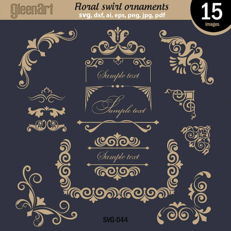 Floral Borders Eps Digital Frame Clipart Swirl Frames Instant Download Flower swirl frames Commercial use Png GAV-033 Png Clipart