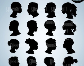 Sale - African American Profile Silhouettes, American and African Profile Clip Arts, Vector graphic  - INSTANT DOWNLOAD