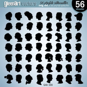 Head profile silhouette svg logo design, men women hair vector silhouette png cricut sublimation printable digital download