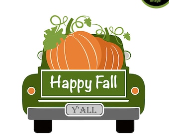 Halloween Truck, Pumpkin Truck Svg, Pumpkin Clipart, Pumpkin Svg File, Fall Truck svg, Thanksgiving Truck, Happy Fall Y'all,  SVG-057
