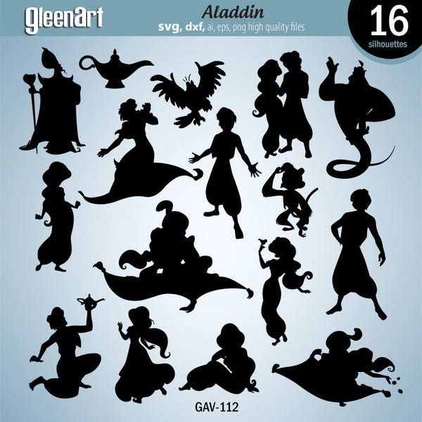 Aladdin svg, Aladdin Silhouettes, Digital Svg Clipart, Clipart Design Element, SVG Silhouette, Dxf Eps, Png Instant download
