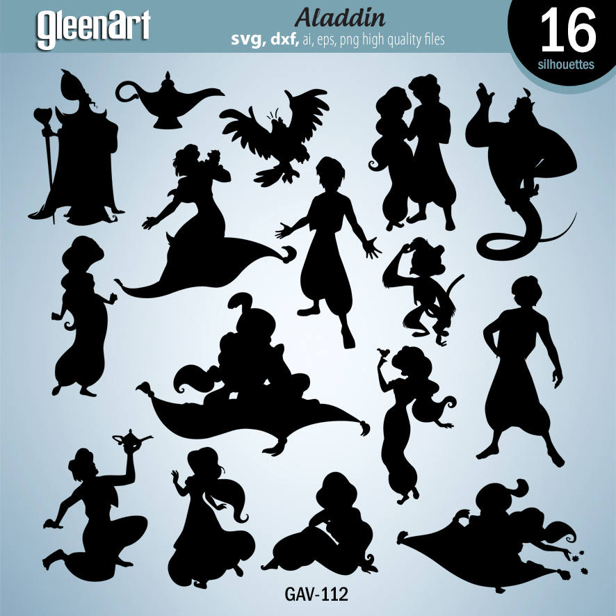 Aladdin Svg Aladdin Silhouettes Digital Svg Clipart Clipart Etsy