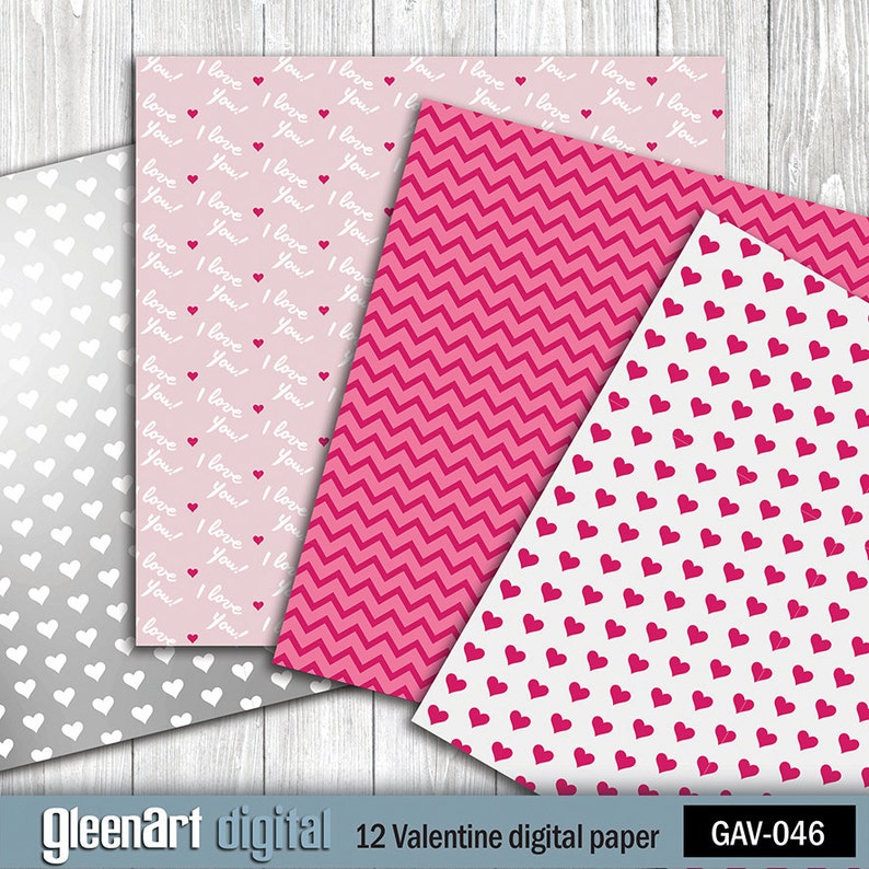 50% off Sale - Valentine Digital Paper Pack Scrapbook Paper, Love ...
