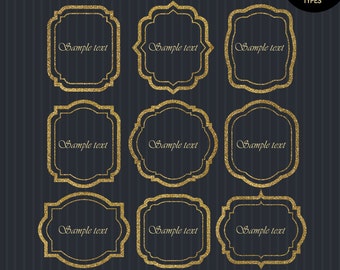 Uitverkoop - glitterlijsten png, gouden glitterlabels, zilveren glitterlabels, etiketten, afdrukbare frames, digitale fotolijsten, INSTANT DOWNLOAD GAV-093