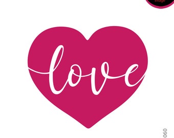 Heart with Love Word, Valentine's  Day Heart with Love, Valentine Svg, Valentine Day Svg, Love and Heart Svg, Love Silhouet, Love Day Svg,