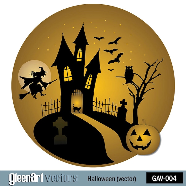 50% Off Sale - Happy Halloween vector/Haunted mansion/Clipart /Clip Art /Vector Graphic / INSTANT DOWNLOAD