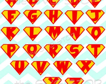 Superhero alphabet font 26 letters and frames SVG and studio files for Cricut, Silhouette, Vinyl Cutters and Screen Printing