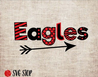 Eagles Fun Font Design SVG, DXF, PNG, Jpg, Eps Cuttable and Printable Clipart Designs for Silhouette, Cricut, Sublimation Printing
