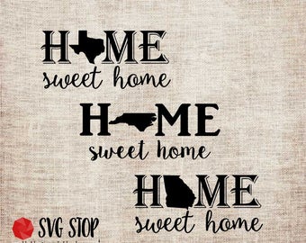 Home Sweet Home | 50 States | USA | Clip Art | Cut File | SVG, DXF, Jpg, Png, Eps Format | Silhouette | Cricut | Sublimation Printing