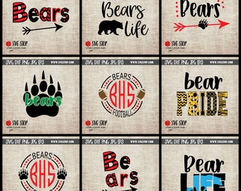 Bears Mascot Mini Bundle - SVG, DXF, PNG, Jpg, Eps - Clip Art Cut File - Silhouette Cricut Sublimation Printing - Instant Digital Download