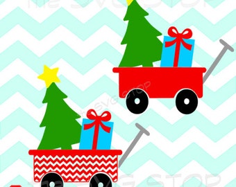 Christmas tree wagon SVG and studio files for Cricut, Silhouette, Vinyl Cutters and Screen Printing