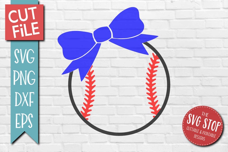 Baseball or Softball With Bow Svg Dxf Jpg Png Eps Files for Etsy