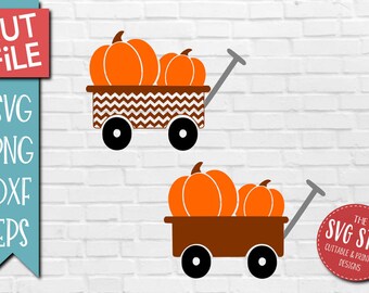 Pumpkin wagon SVG DXF PNG Eps Files - Thanksgiving Halloween Fall Clipart - Cut Files for Silhouette Cricut Sublimation Printing