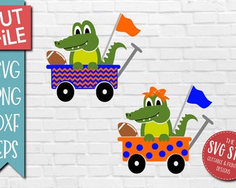 Alligator Football Wagon SVG, DXF, PNG, Jpg, Eps - Clip Art Cut File - Silhouette, Cricut, Sublimation Printing - Instant Digital Download