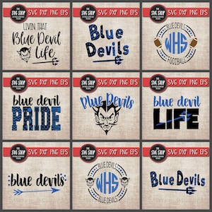 Blue Devils Mascot Bundle - SVG, DXF, PNG Jpg Eps - Clip Art Cut File - Silhouette Cricut Sublimation Printing - Instant Digital Download