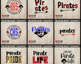Pirates Mascot Mini Bundle - SVG, DXF, PNG Jpg Eps - Clip Art Cut File - Silhouette Cricut Sublimation Printing - Instant Digital Download