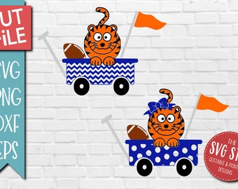 Tiger football Wagon Navy - clipart cut file -  SVG DXF PNG & Eps - Cricut, Silhouette, Vinyl Cutters and Sublimation Printing