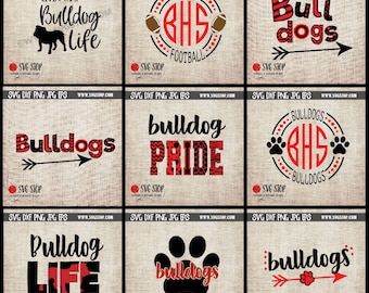 Bulldogs Mascot Mini Bundle - SVG, DXF, PNG, Jpg, Eps - Clipart Cut File - Silhouette Cricut Sublimation Printing - Instant Digital Download