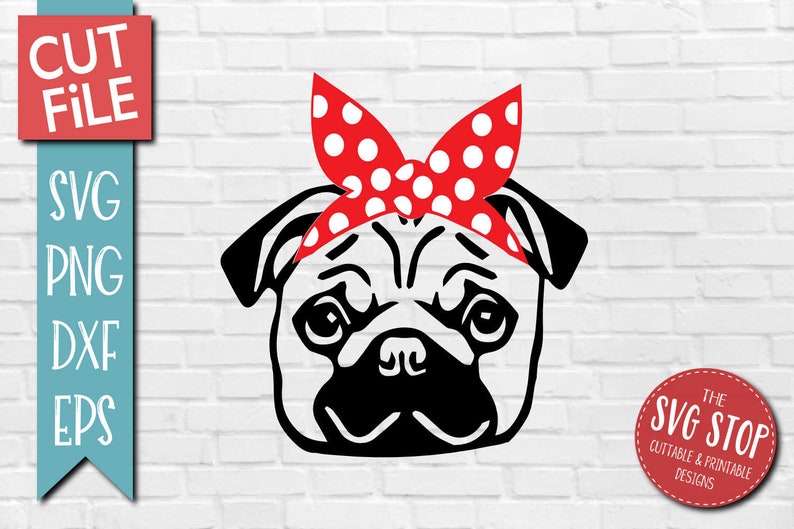 Animal Bandana Design Pug Dog Bandana Svg Dxf Png Eps - Etsy