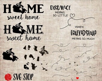 Canada Home Sweet Home | State to State | Clip Art | Cut File | SVG, DXF, JPG, Png, Eps Format | Silhouette | Cricut | Sublimation Printing