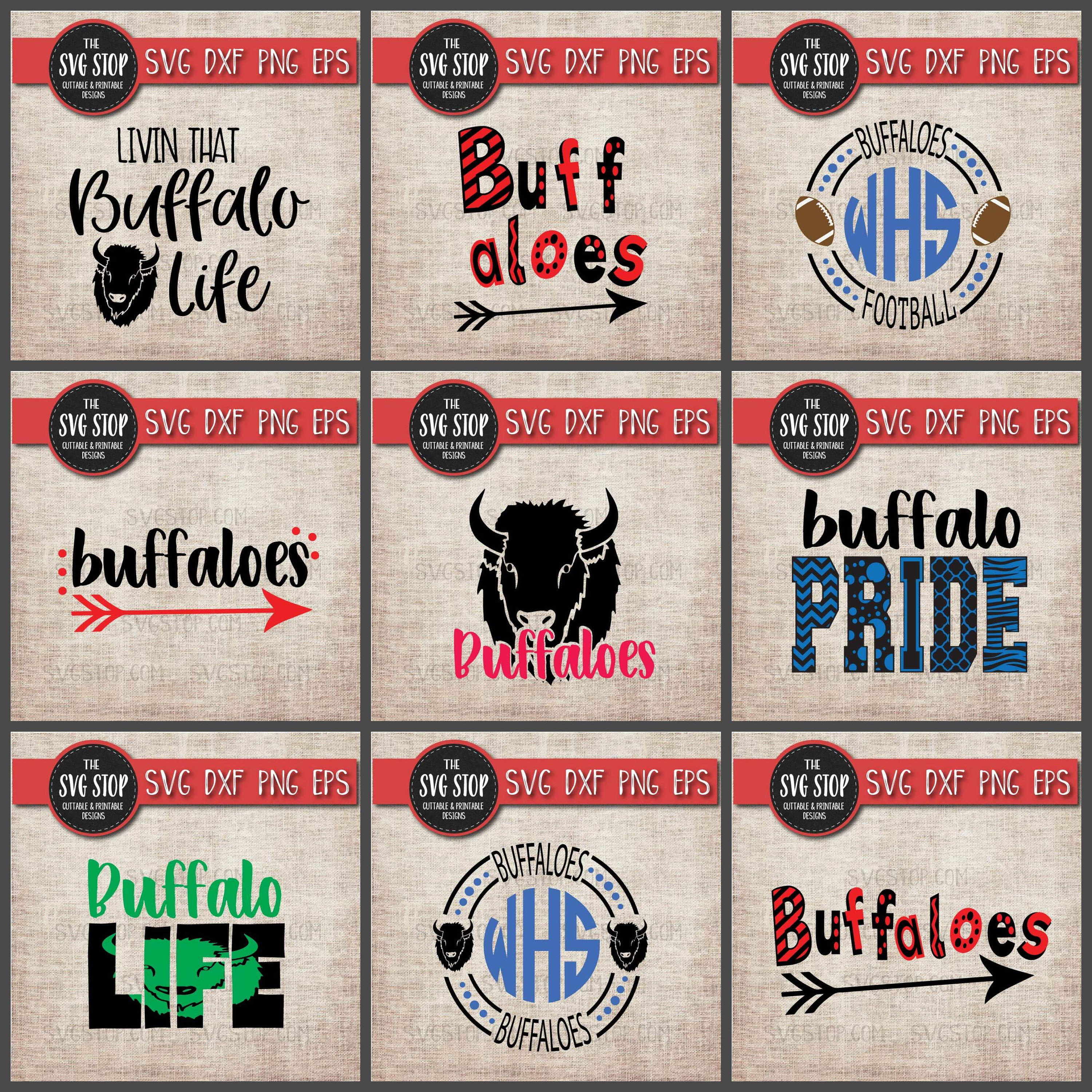 Buffalo Mascot Bundle - SVG, DXF, PNG Jpg Eps - Clip Art Cut File ...
