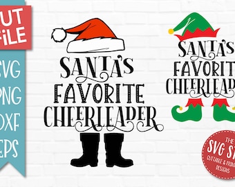 Santas Favorite Cheerleader SVG, DXF Png Eps Christmas Cut File