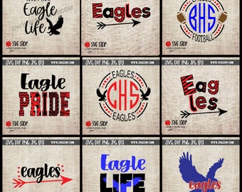 Eagle Mascot Mini Bundle - SVG, DXF, PNG, Jpg, Eps - Clipart Cut File - Silhouette Cricut Sublimation Printing - Instant Download