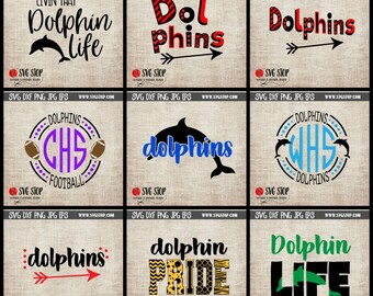 Dolphins Mascot Mini Bundle - SVG, DXF, PNG Jpg Eps - Clip Art Cut File - Silhouette Cricut Sublimation Printing - Instant Digital Download