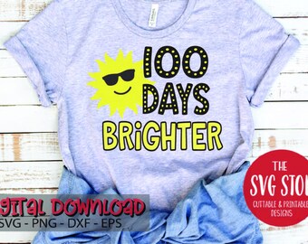 100 jours de l’école - lumineux - PNG SVG Dxf, Eps - Digital Download - Sublimation impression - coupe File - petites affaires commerciales Ok