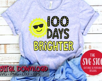 100 jours de l’école - lumineux - PNG SVG Dxf, Eps - Digital Download - Sublimation impression - coupe File - petites affaires commerciales Ok