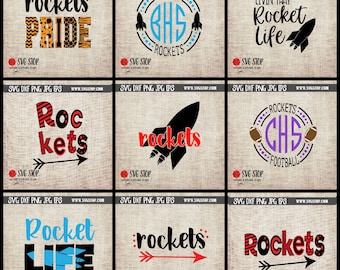 Rockets Mascot Mini Bundle - SVG, DXF, PNG, Jpg, Eps - Clip Art Cut File - Silhouette Cricut Sublimation Printing - Instant Digital Download