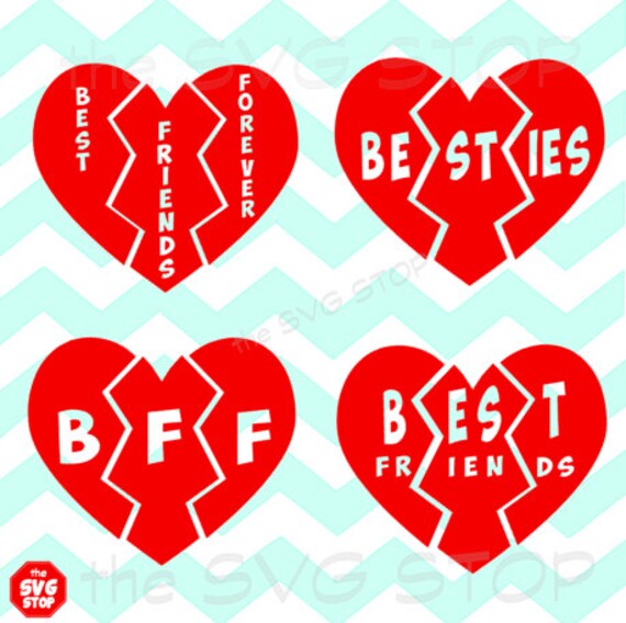 Download Best Friends 3 Way Split Heart SVG and studio files for | Etsy