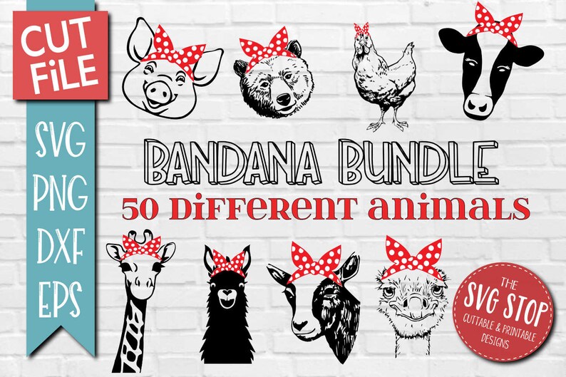 Download Animal Bandana Designs Bundle 54 Designs Svg Dxf Png Eps | Etsy