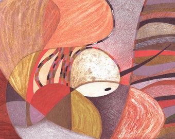 Mid Century Abstract Bird Giclee Print