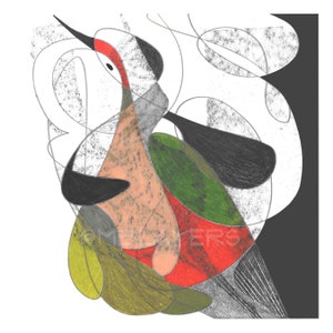 Midcentury art bird print from my original abstract artwork