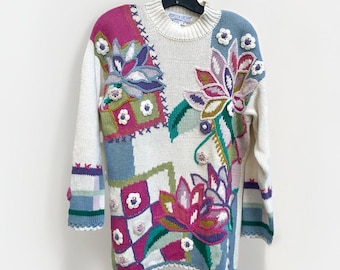 Vintage Rebecca Stone New With Tags Floral Embroidered Sweater