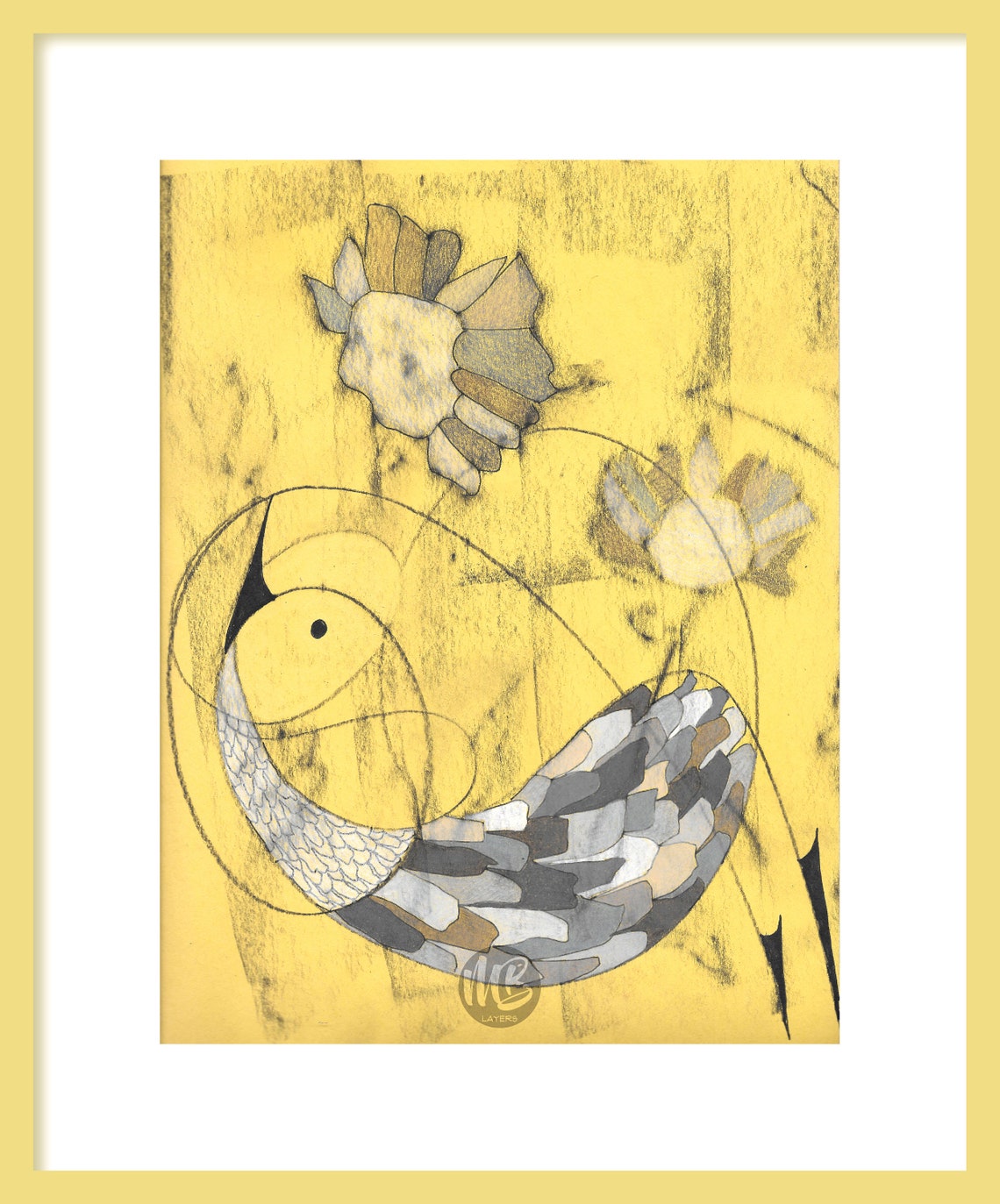 Yellow Bird Wall Art Print Original Artwork Abstract Etsy Canada