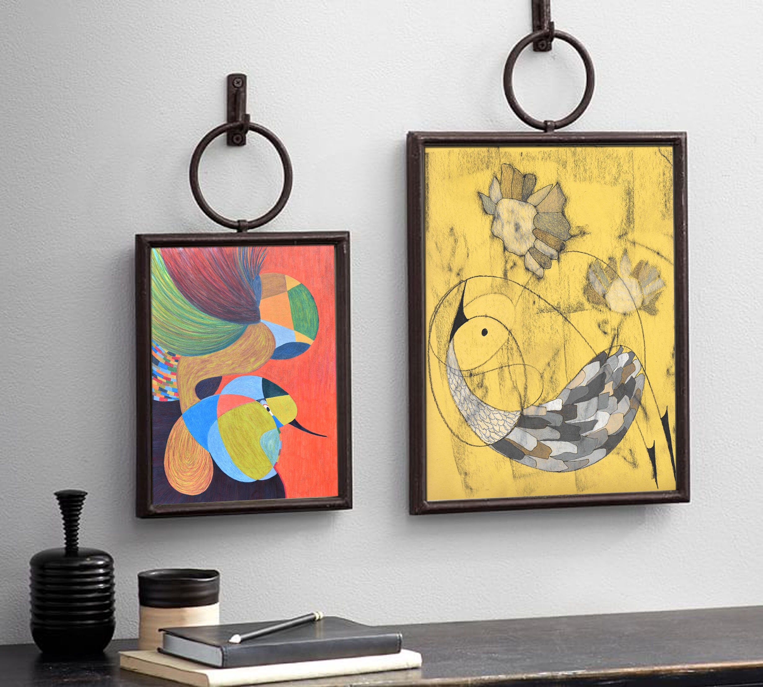 Yellow Bird Wall Art Print Original Artwork Abstract Etsy Canada